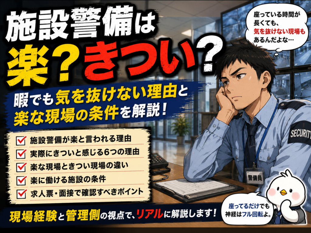 施設警備　きつい？　楽？