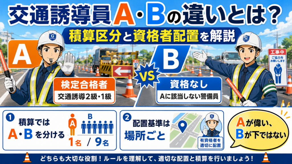 交通誘導員　警備員　A　B　違い
