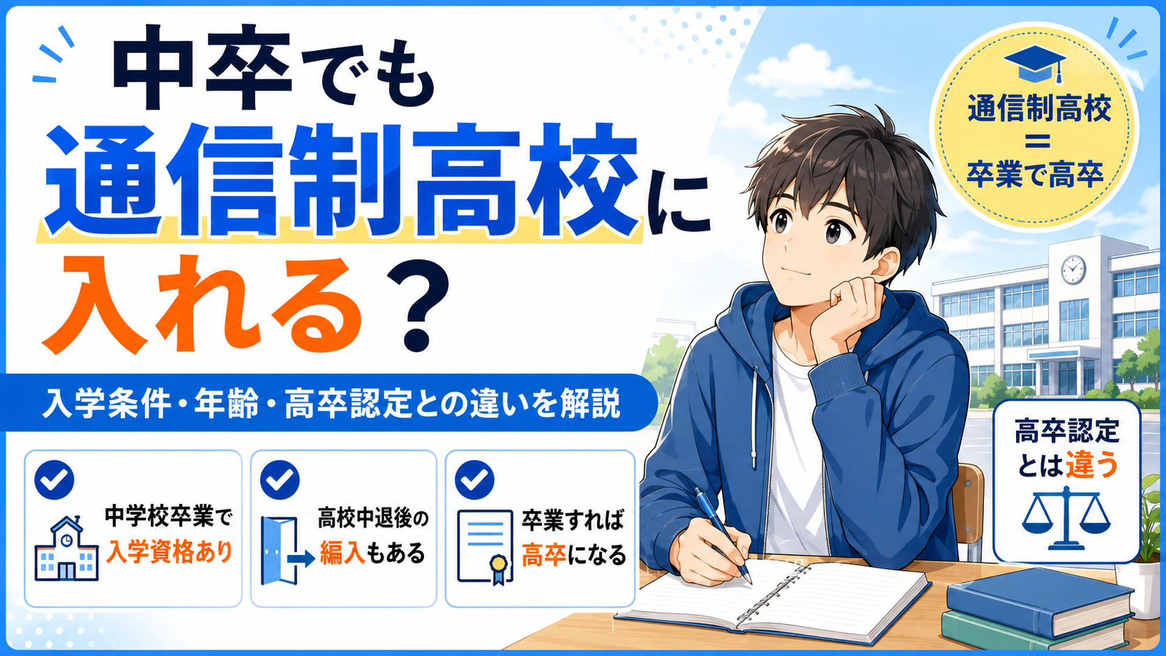 中卒　通信制高校　はいれる？　入り方