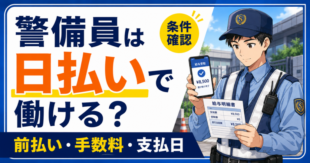 警備員の日払い・前払い・手数料・支払日を解説